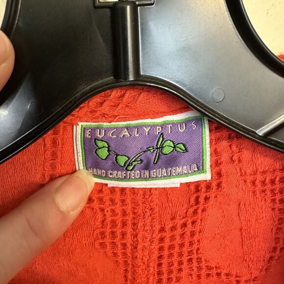 Handmade Eucalyptus Womens Sleeveless Orange Coral Vest Small Cotton Layering - Picture 2 of 8